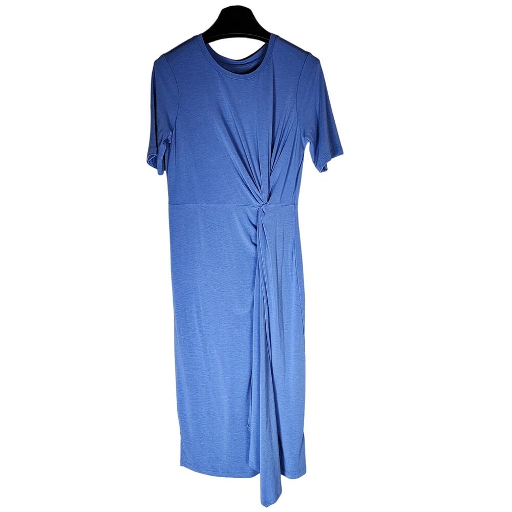 BetaBrand Knot Jersey Dress in Quiet Harbor (Blue) Size Medium - Picture 3 of 9